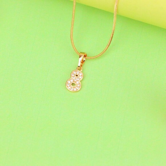 "Rose Gold Number 8 Pendant with Crystals – 18K Gold Plated Charm, XPPT1348 - Picture 13 of 13